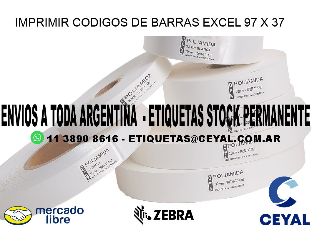 IMPRIMIR CODIGOS DE BARRAS EXCEL 97 x 37