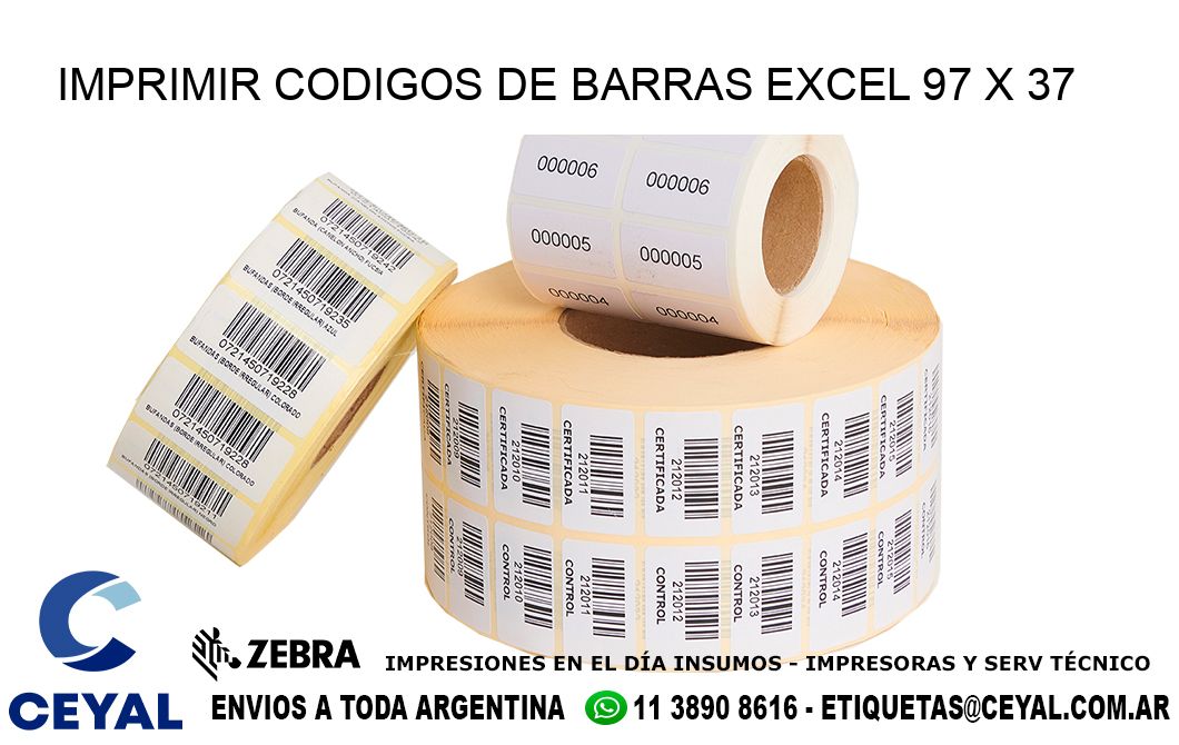 IMPRIMIR CODIGOS DE BARRAS EXCEL 97 x 37