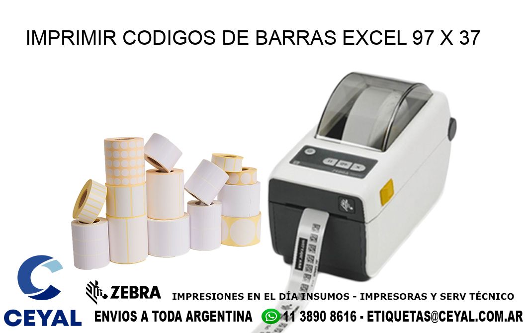 IMPRIMIR CODIGOS DE BARRAS EXCEL 97 x 37