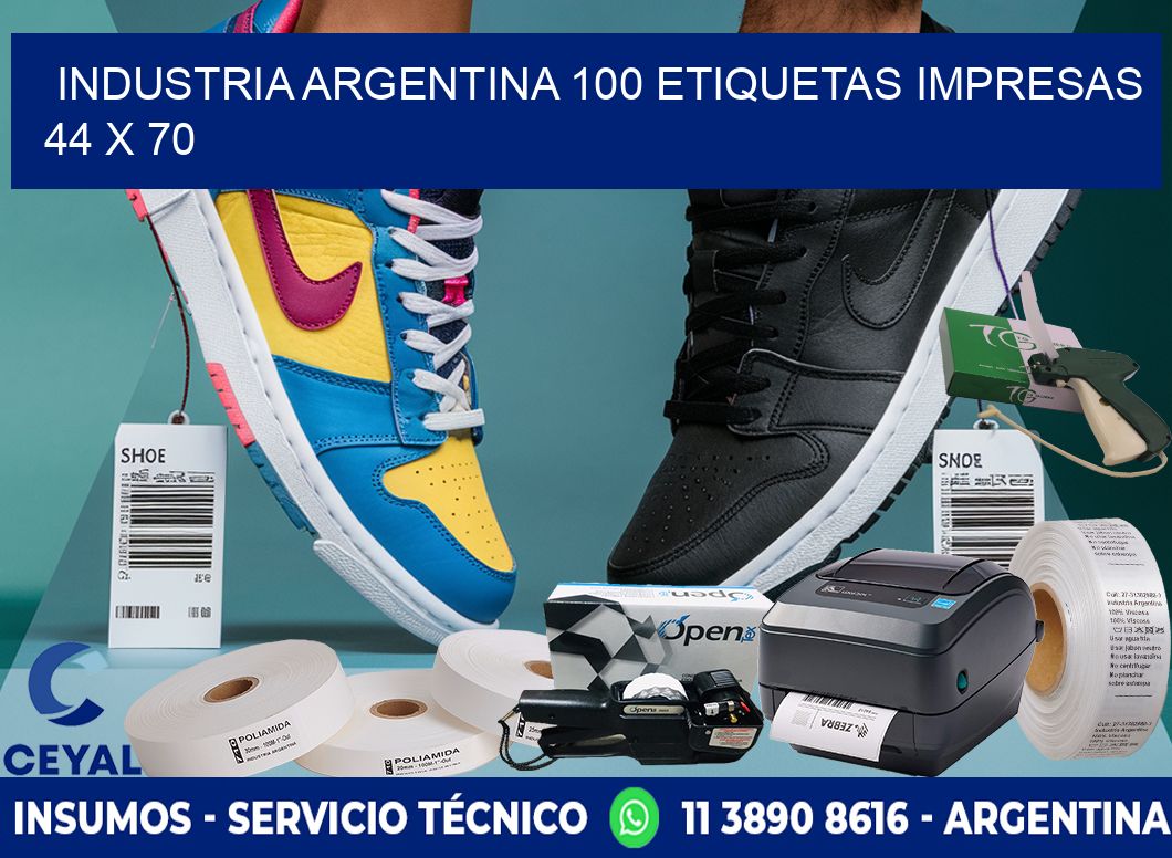 INDUSTRIA ARGENTINA 100 ETIQUETAS IMPRESAS  44 x 70