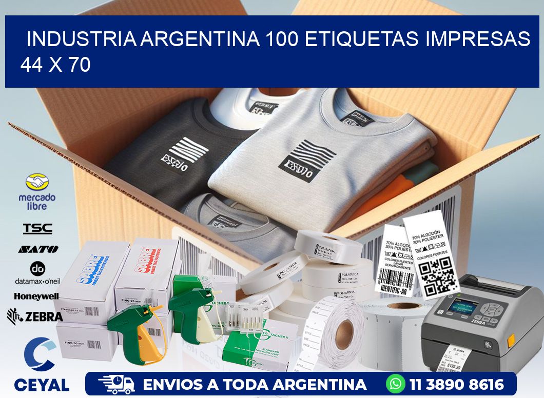 INDUSTRIA ARGENTINA 100 ETIQUETAS IMPRESAS  44 x 70