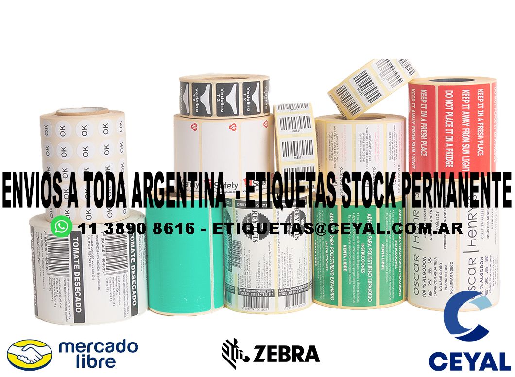 MODELO ZEBRA ETIQUETAS IMPRESAS  70 x 100