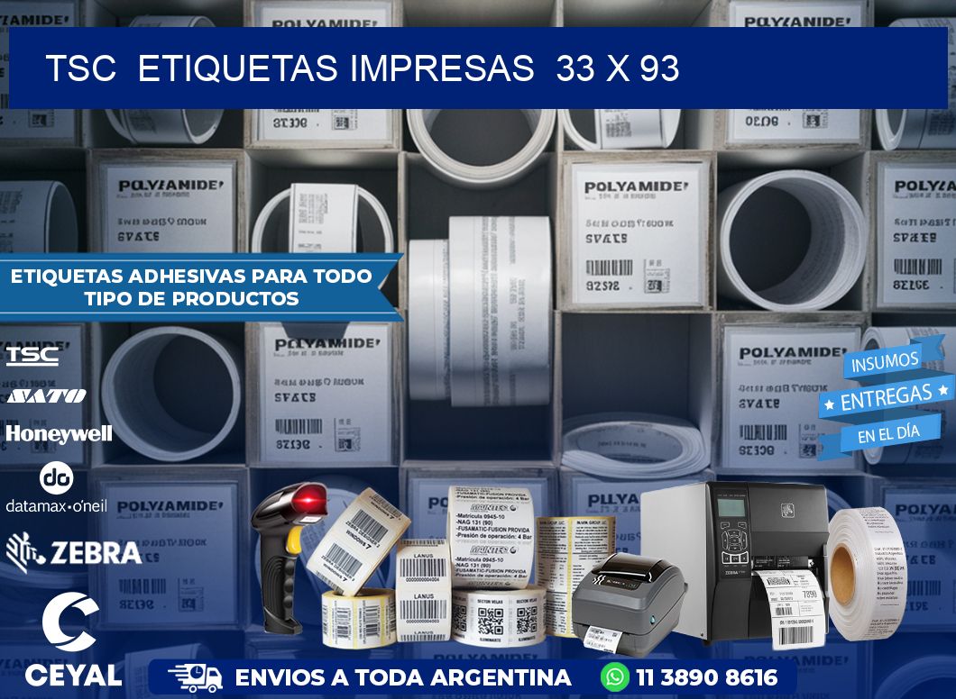 TSC  ETIQUETAS IMPRESAS  33 x 93