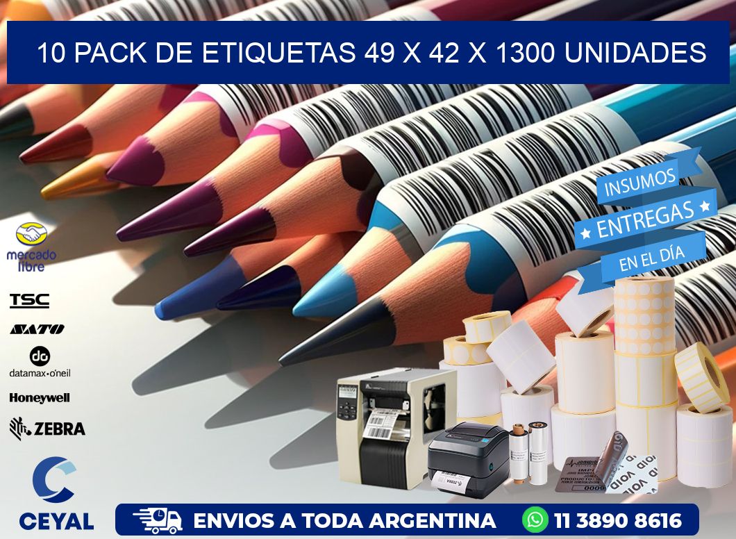 10 PACK DE ETIQUETAS 49 x 42 X 1300 UNIDADES