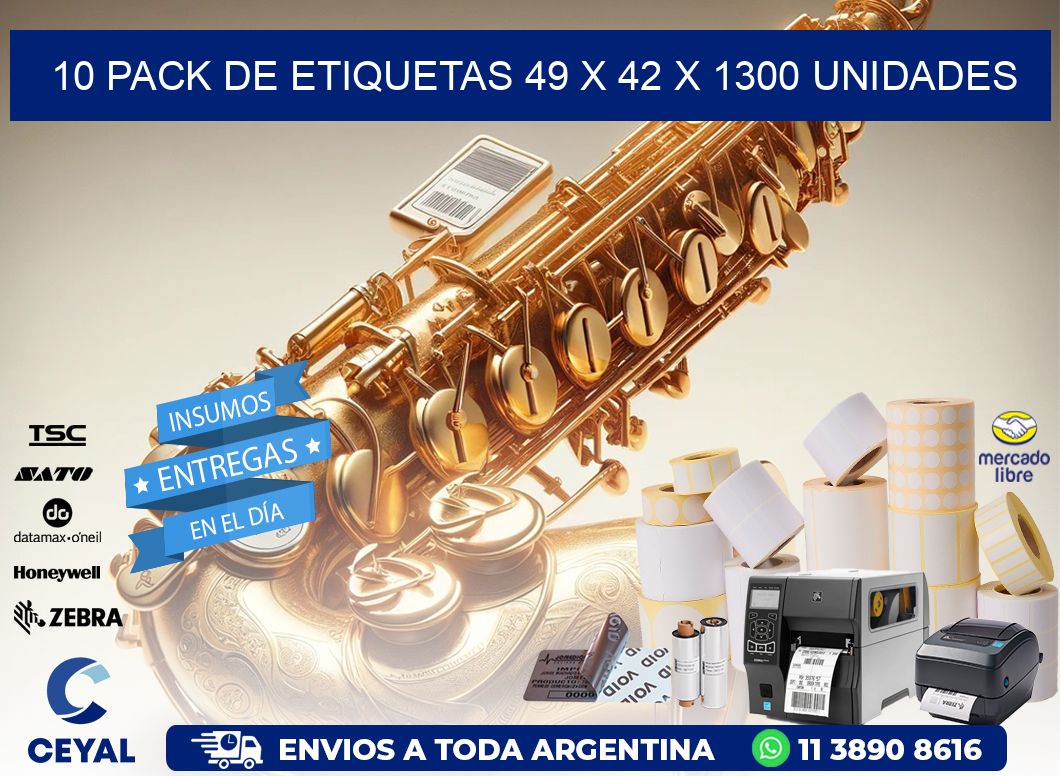 10 PACK DE ETIQUETAS 49 x 42 X 1300 UNIDADES