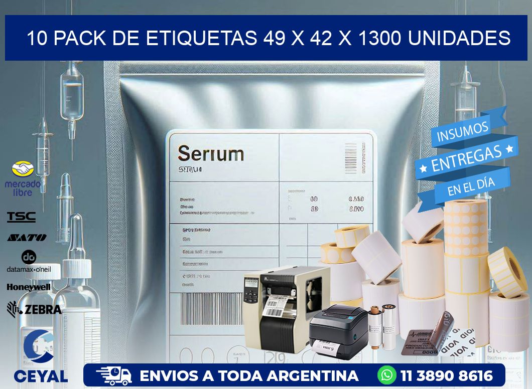 10 PACK DE ETIQUETAS 49 x 42 X 1300 UNIDADES