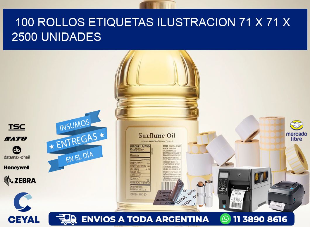 100 ROLLOS ETIQUETAS ILUSTRACION 71 x 71 X 2500 UNIDADES