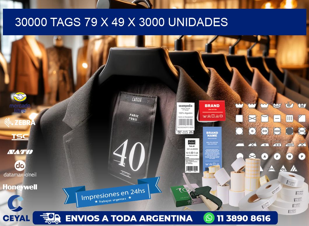 30000 TAGS 79 x 49 X 3000 UNIDADES