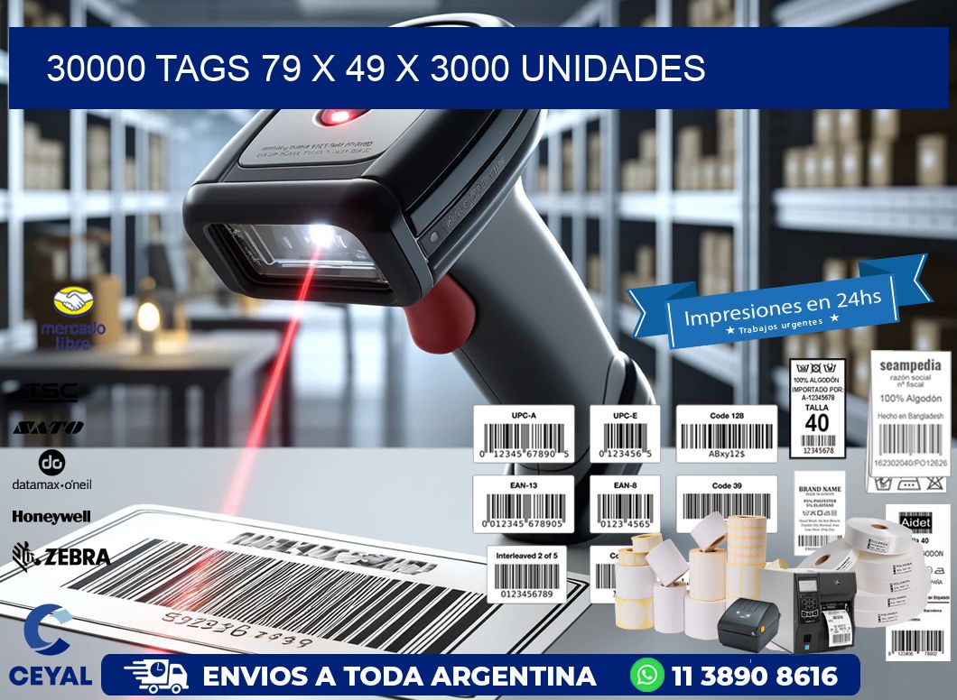 30000 TAGS 79 x 49 X 3000 UNIDADES