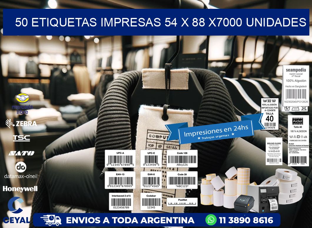 50 ETIQUETAS IMPRESAS 54 x 88 X7000 UNIDADES