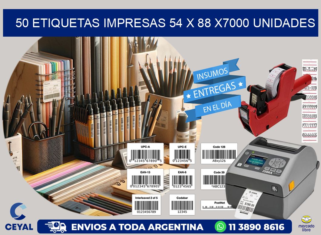 50 ETIQUETAS IMPRESAS 54 x 88 X7000 UNIDADES