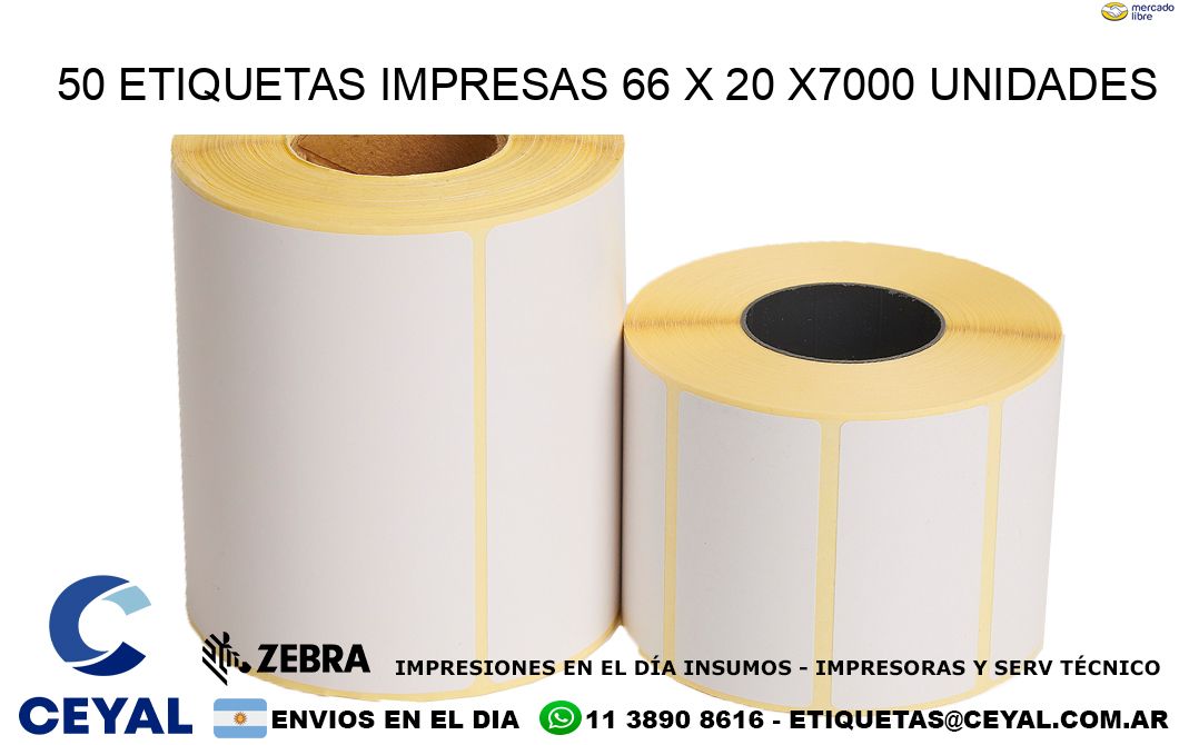 50 ETIQUETAS IMPRESAS 66 x 20 X7000 UNIDADES