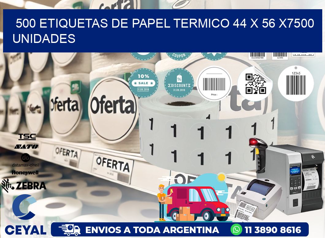 500 ETIQUETAS DE PAPEL TERMICO 44 x 56 X7500 UNIDADES