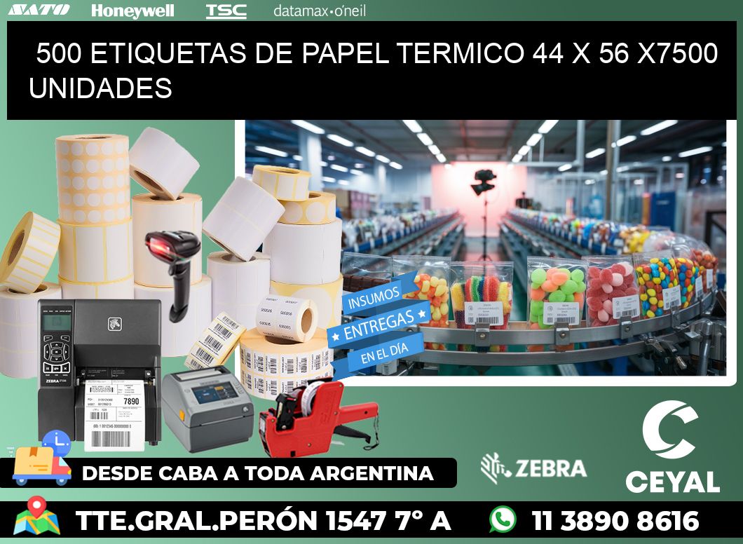 500 ETIQUETAS DE PAPEL TERMICO 44 x 56 X7500 UNIDADES