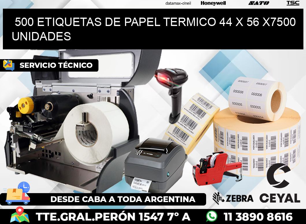 500 ETIQUETAS DE PAPEL TERMICO 44 x 56 X7500 UNIDADES