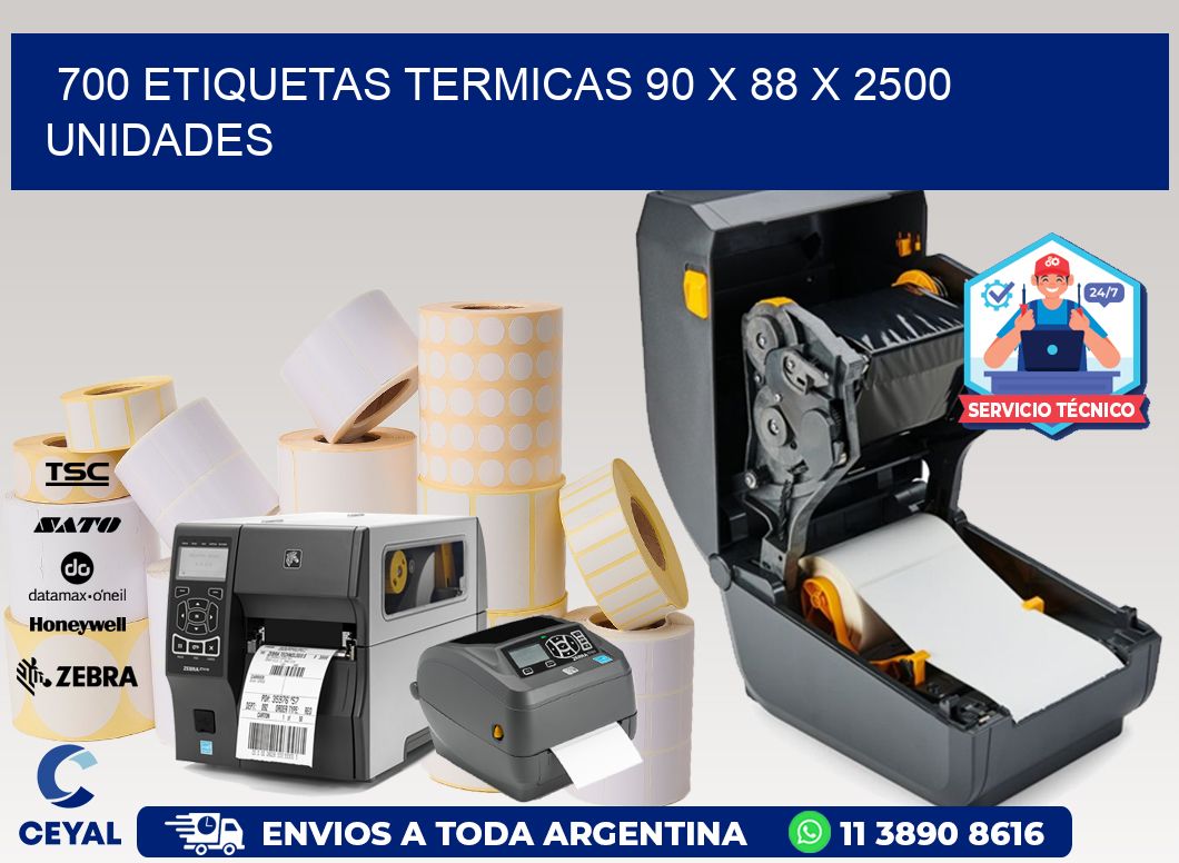 700 ETIQUETAS TERMICAS 90 x 88 X 2500 UNIDADES