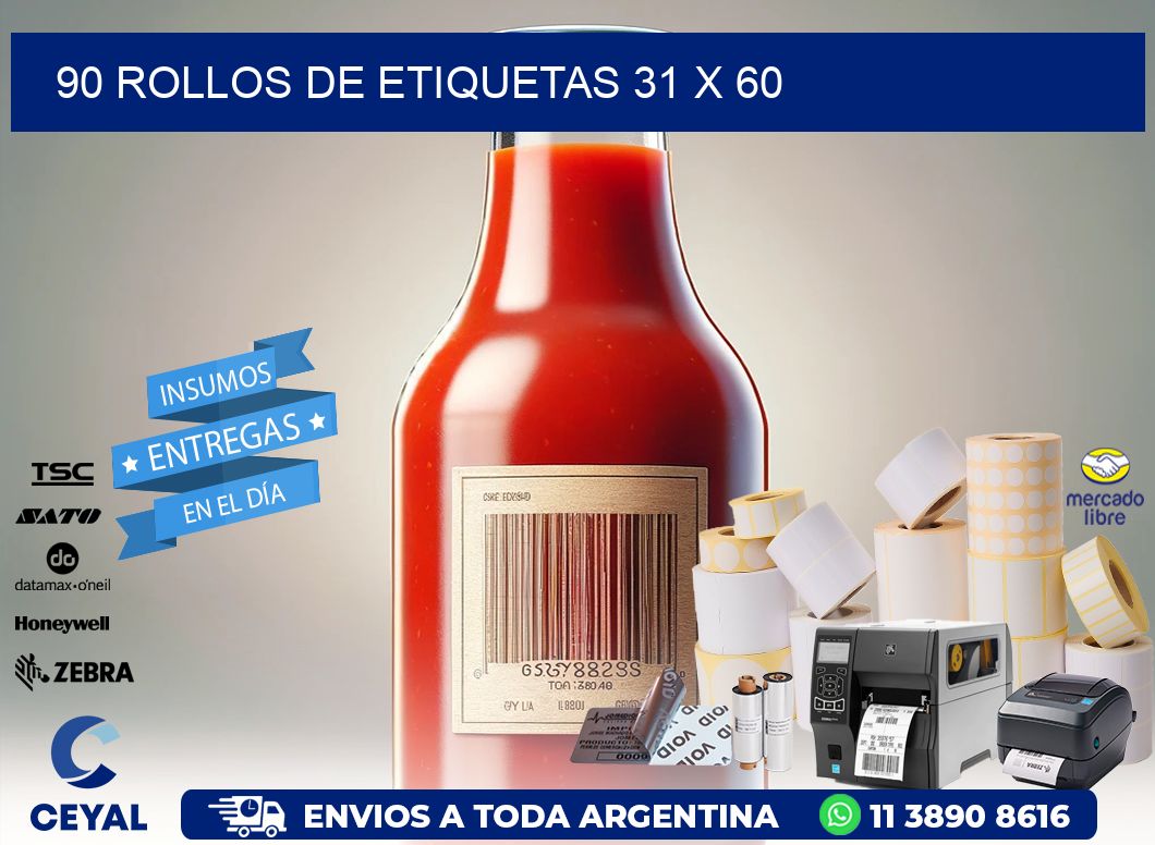 90 ROLLOS DE ETIQUETAS 31 x 60