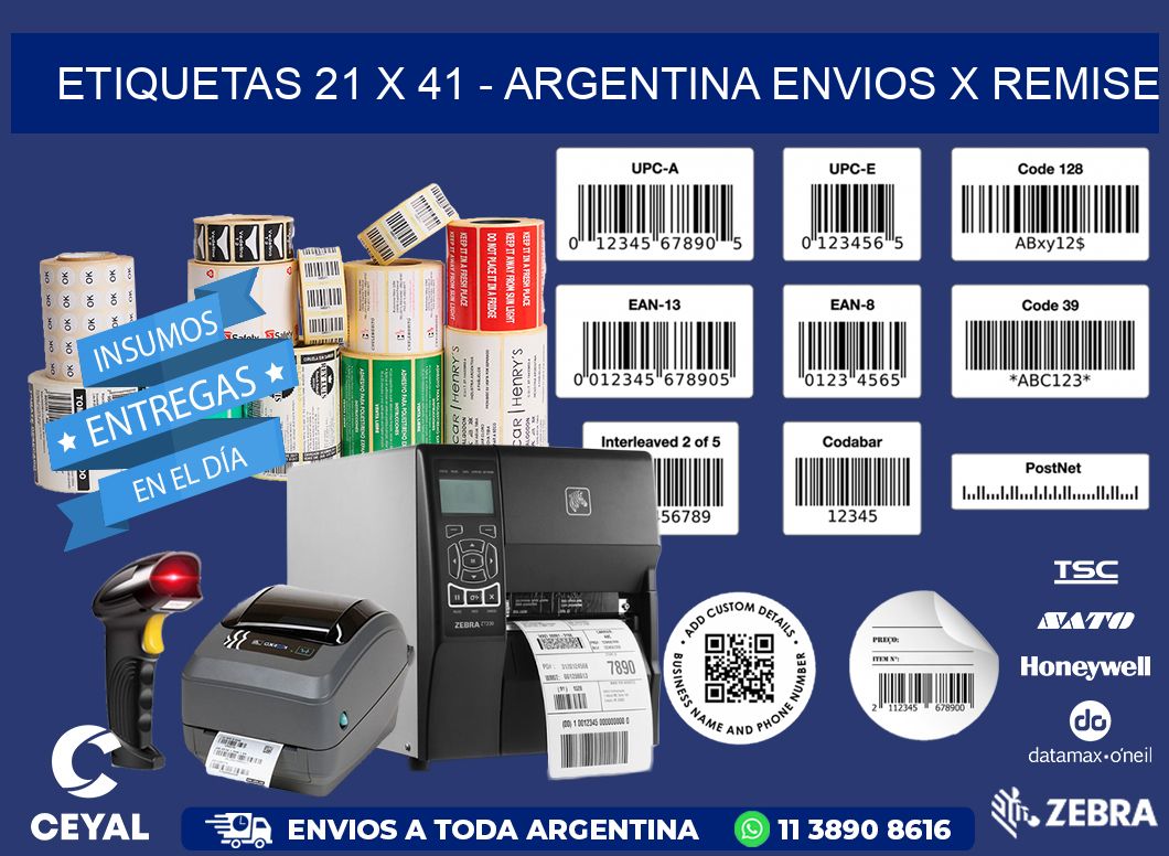 ETIQUETAS 21 x 41 - ARGENTINA ENVIOS X REMISE