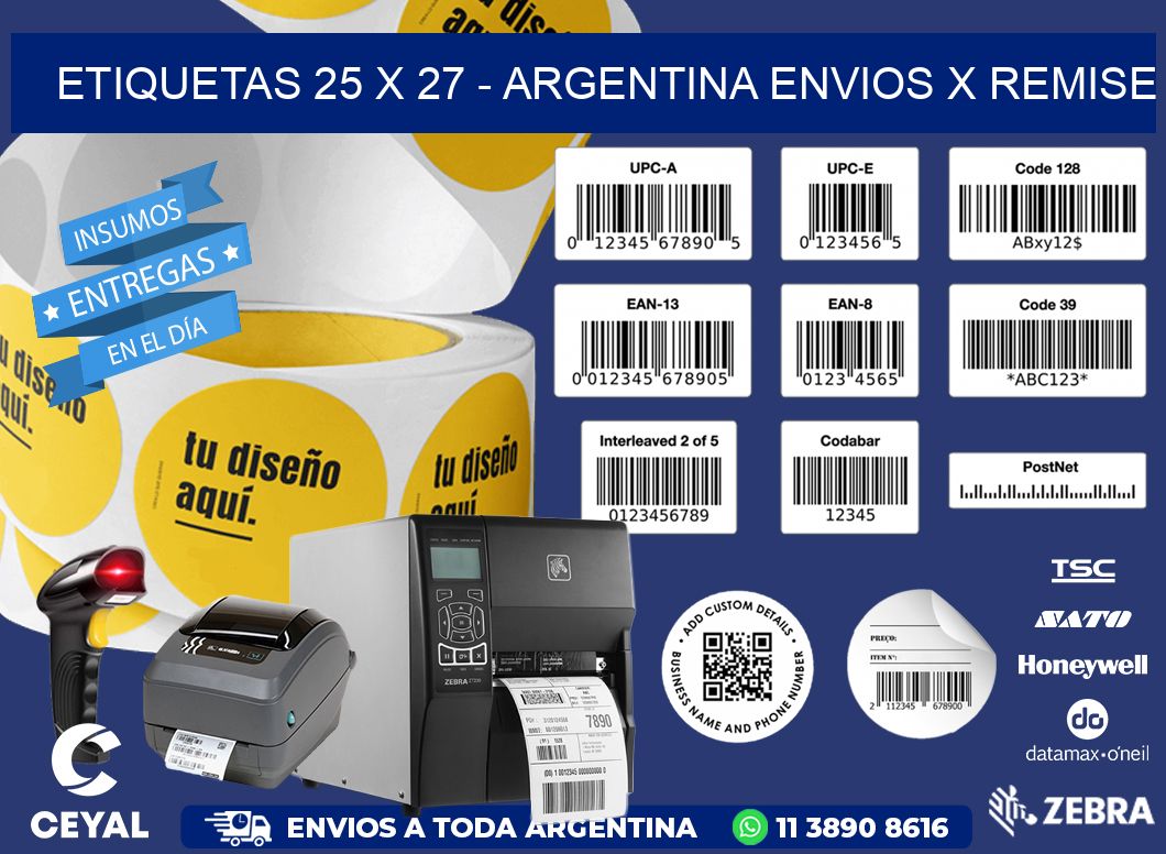 ETIQUETAS 25 x 27 - ARGENTINA ENVIOS X REMISE