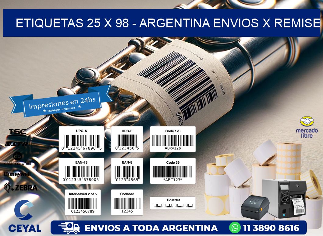 ETIQUETAS 25 x 98 - ARGENTINA ENVIOS X REMISE