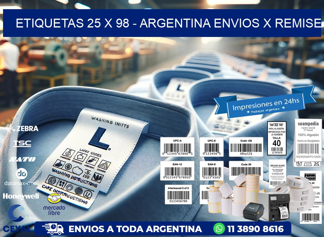 ETIQUETAS 25 x 98 - ARGENTINA ENVIOS X REMISE