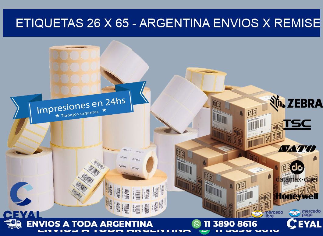 ETIQUETAS 26 x 65 - ARGENTINA ENVIOS X REMISE