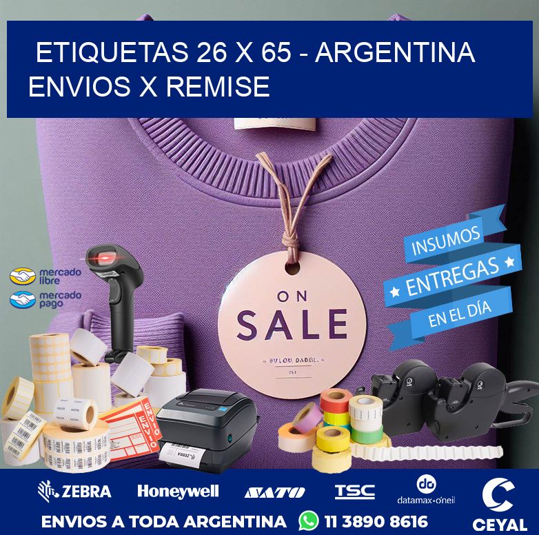 ETIQUETAS 26 x 65 - ARGENTINA ENVIOS X REMISE