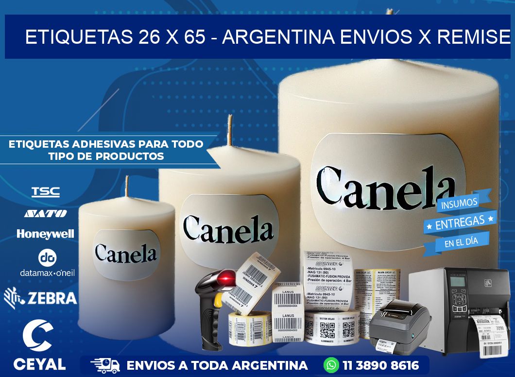 ETIQUETAS 26 x 65 – ARGENTINA ENVIOS X REMISE