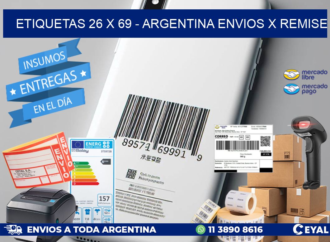 ETIQUETAS 26 x 69 - ARGENTINA ENVIOS X REMISE