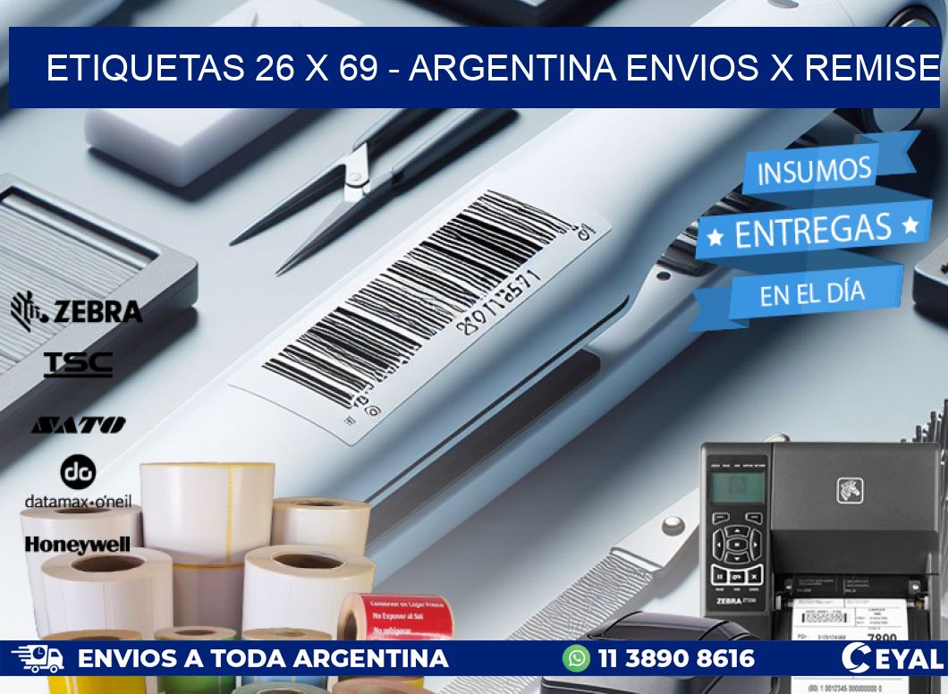 ETIQUETAS 26 x 69 - ARGENTINA ENVIOS X REMISE