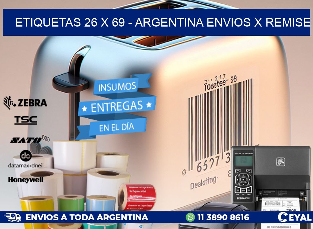 ETIQUETAS 26 x 69 - ARGENTINA ENVIOS X REMISE