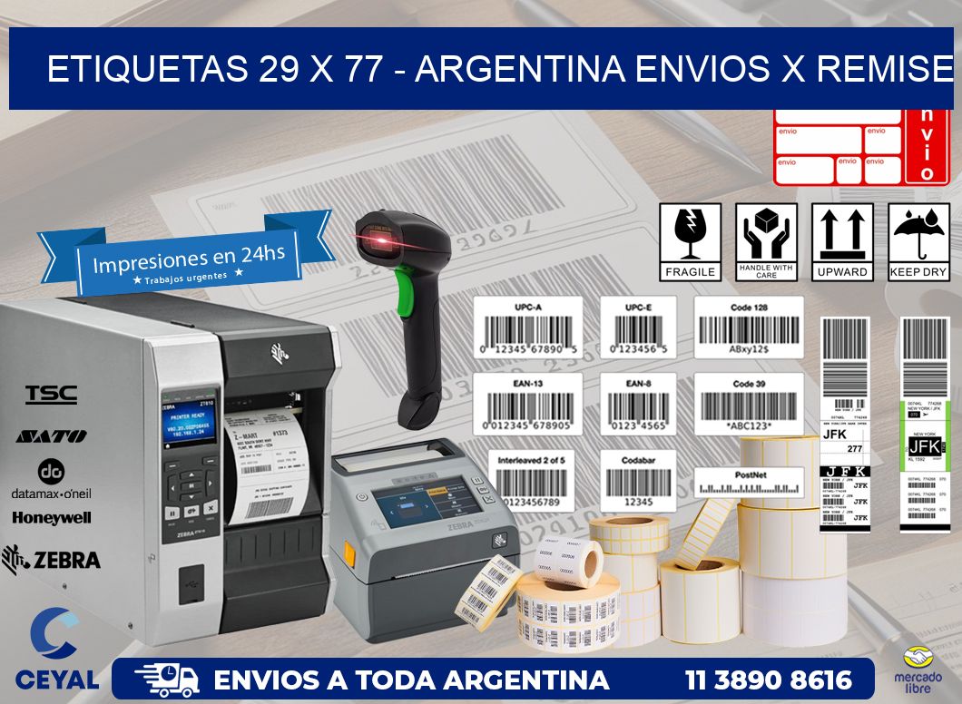 ETIQUETAS 29 x 77 - ARGENTINA ENVIOS X REMISE