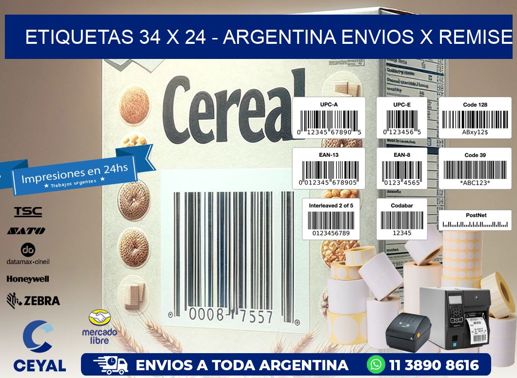 ETIQUETAS 34 x 24 - ARGENTINA ENVIOS X REMISE