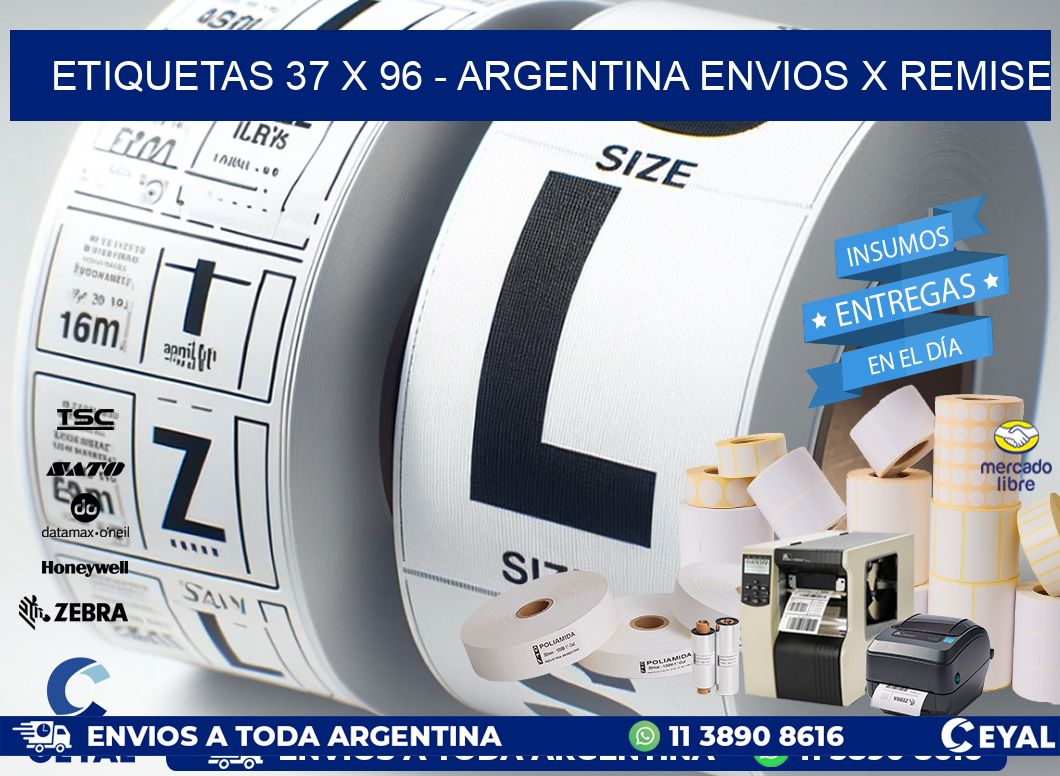 ETIQUETAS 37 x 96 - ARGENTINA ENVIOS X REMISE