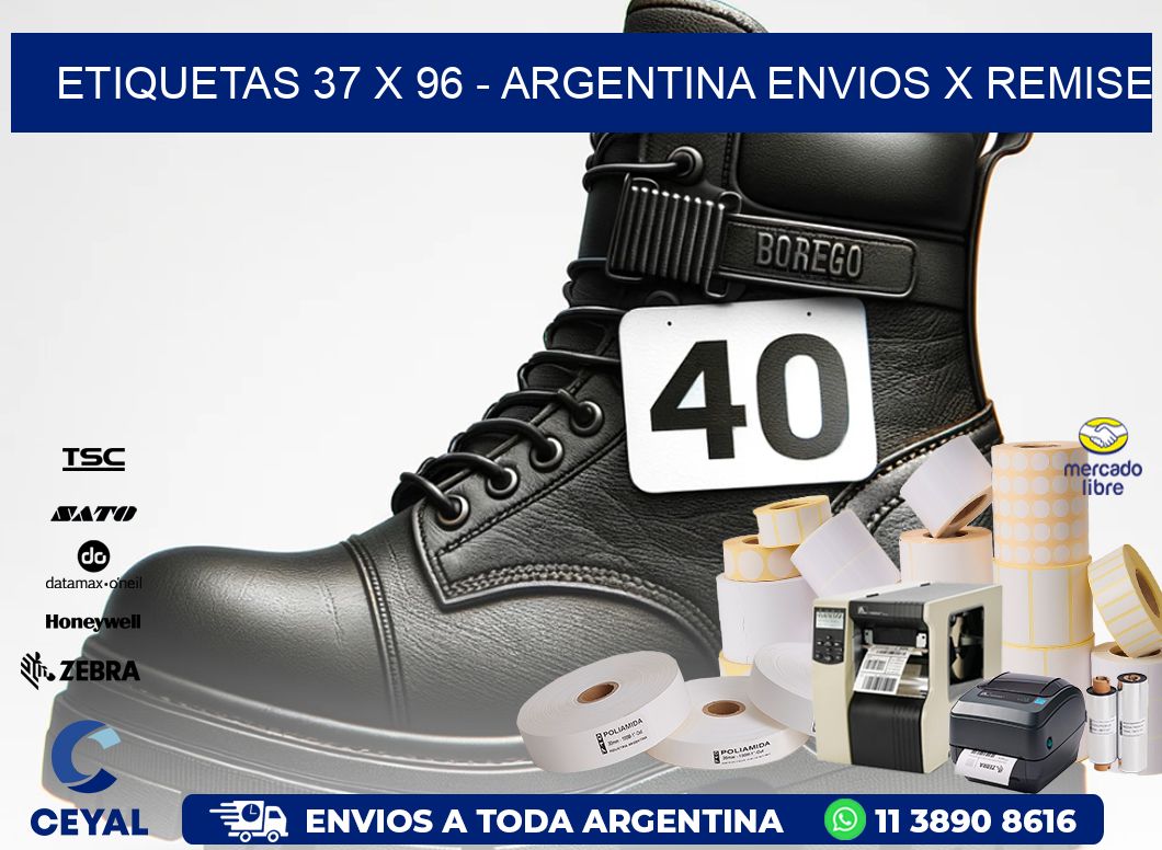 ETIQUETAS 37 x 96 - ARGENTINA ENVIOS X REMISE