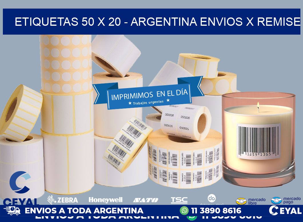 ETIQUETAS 50 x 20 - ARGENTINA ENVIOS X REMISE