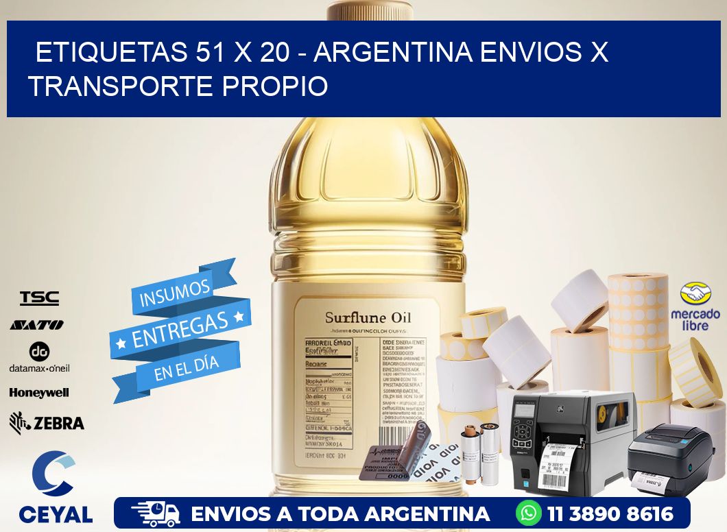 ETIQUETAS 51 x 20 - ARGENTINA ENVIOS X TRANSPORTE PROPIO