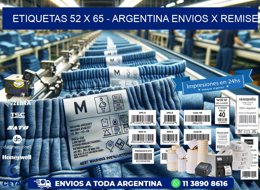 ETIQUETAS 52 x 65 - ARGENTINA ENVIOS X REMISE