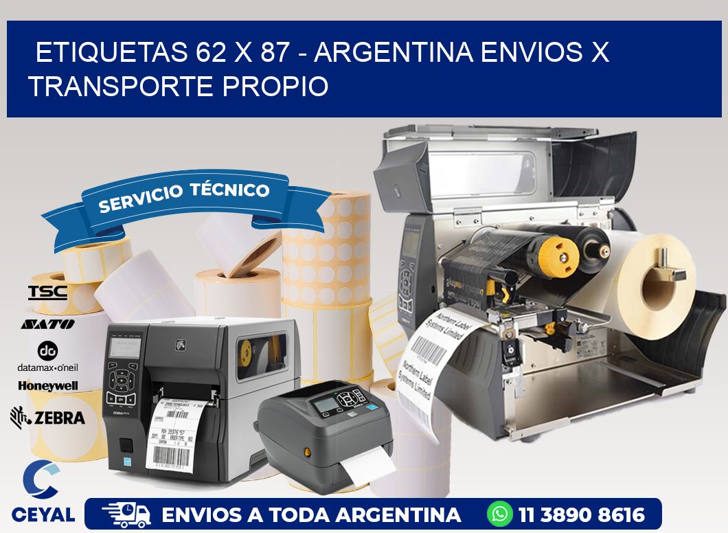 ETIQUETAS 62 x 87 - ARGENTINA ENVIOS X TRANSPORTE PROPIO