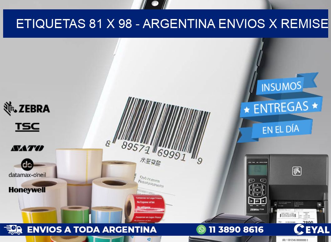 ETIQUETAS 81 x 98 - ARGENTINA ENVIOS X REMISE