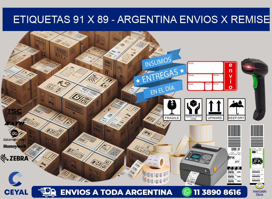 ETIQUETAS 91 x 89 - ARGENTINA ENVIOS X REMISE