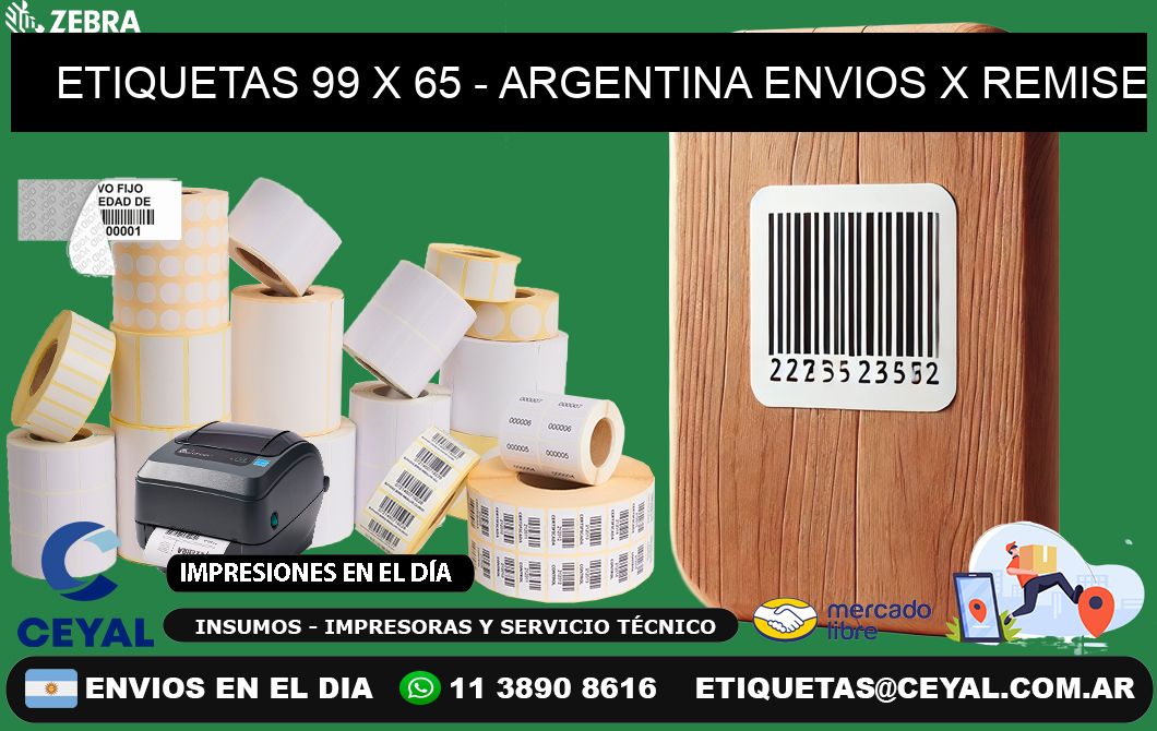 ETIQUETAS 99 x 65 - ARGENTINA ENVIOS X REMISE