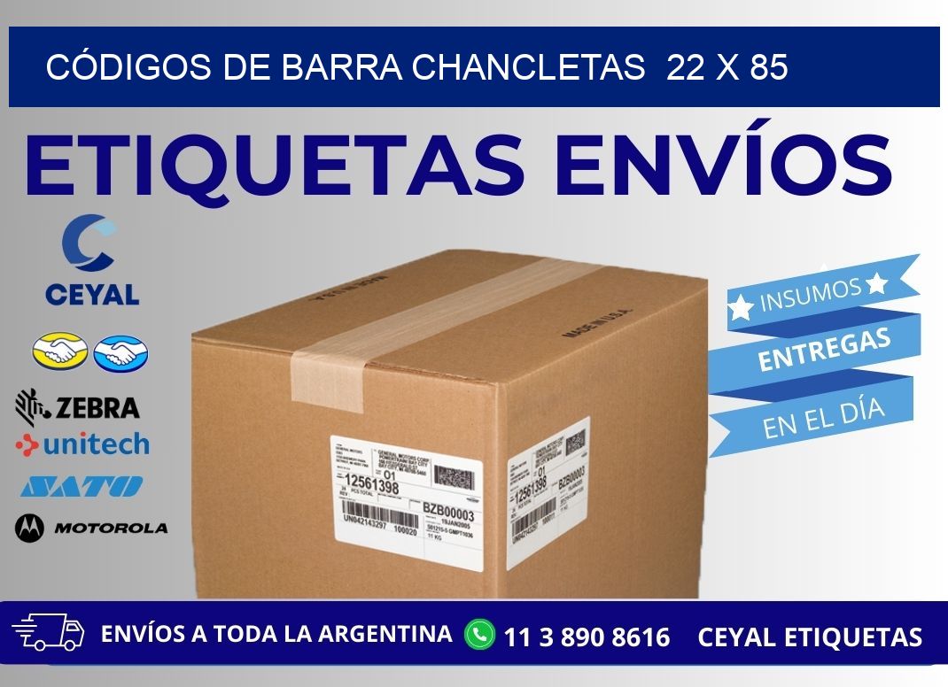 CÓDIGOS DE BARRA CHANCLETAS  22 x 85