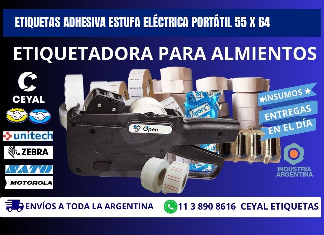 ETIQUETAS ADHESIVA ESTUFA ELÉCTRICA PORTÁTIL 55 x 64