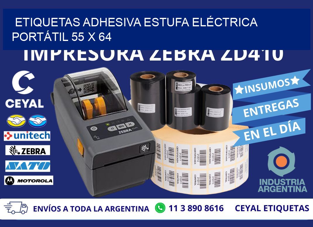 ETIQUETAS ADHESIVA ESTUFA ELÉCTRICA PORTÁTIL 55 x 64