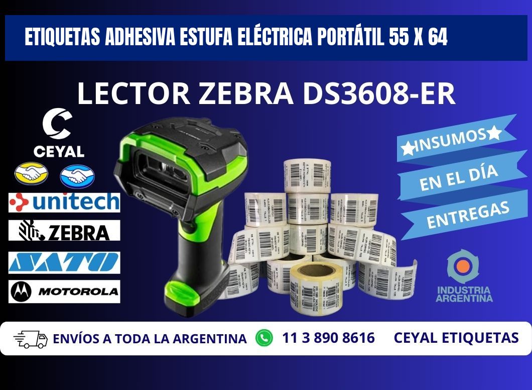 ETIQUETAS ADHESIVA ESTUFA ELÉCTRICA PORTÁTIL 55 x 64