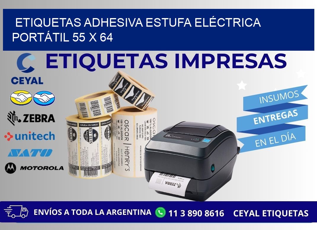 ETIQUETAS ADHESIVA ESTUFA ELÉCTRICA PORTÁTIL 55 x 64