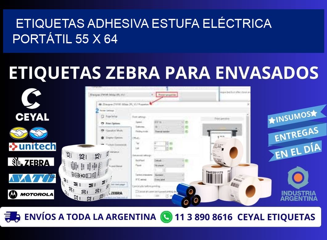 ETIQUETAS ADHESIVA ESTUFA ELÉCTRICA PORTÁTIL 55 x 64