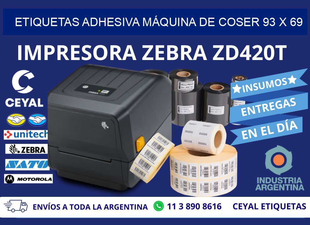 ETIQUETAS ADHESIVA MÁQUINA DE COSER 93 x 69