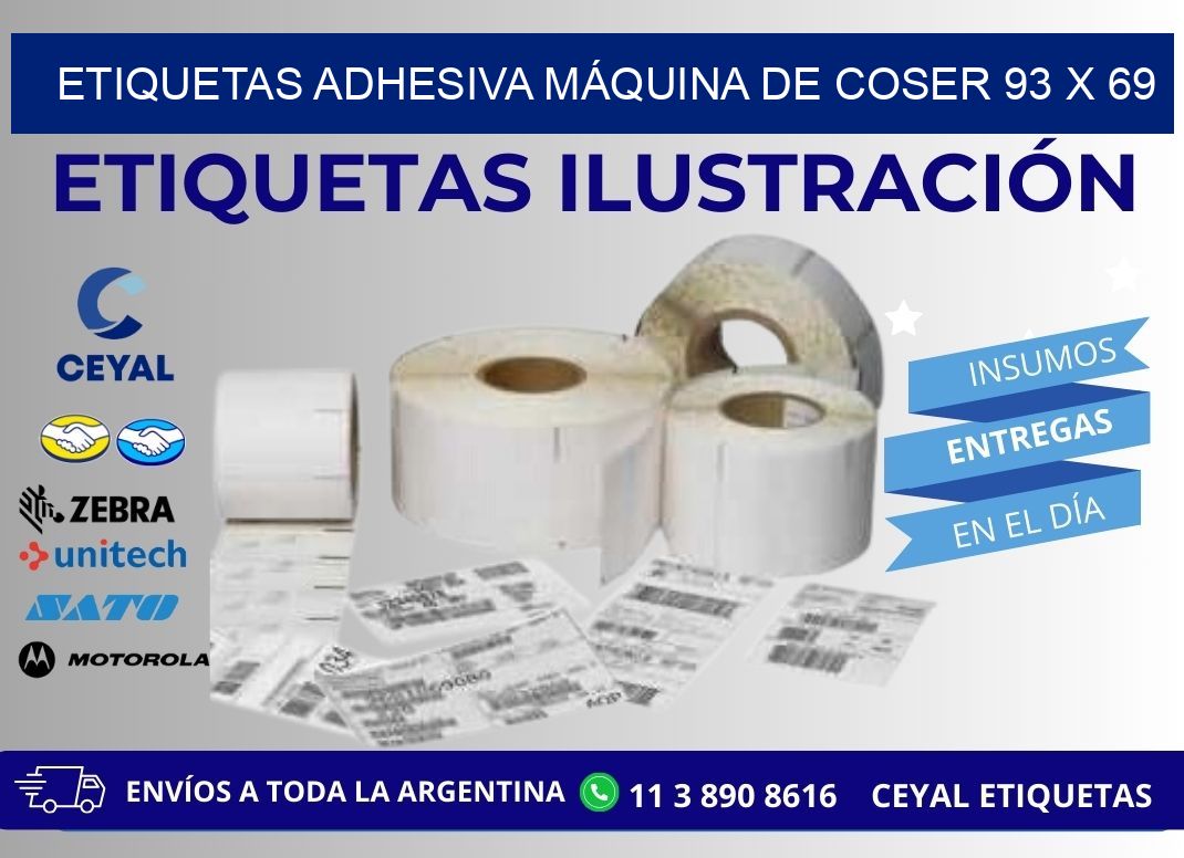 ETIQUETAS ADHESIVA MÁQUINA DE COSER 93 x 69